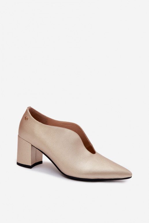 Sapatos femininos com saltos Tai turiciejka K7469-26 dourados