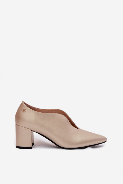 Sapatos femininos com saltos Tai turiciejka K7469-26 dourados