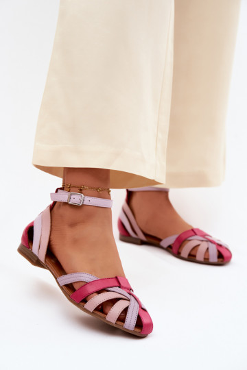 Sandálias femininas com salto largo com listras Tem que serciejka P7539-15 rosa-Cor violeta 2