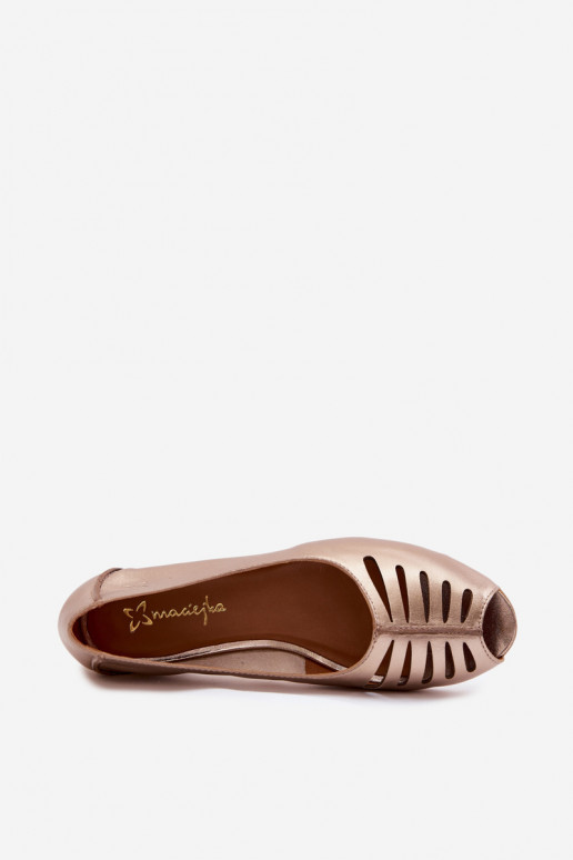 Bailarinas abertas em couro sintético Tai turiciejka P7541-32 douradas