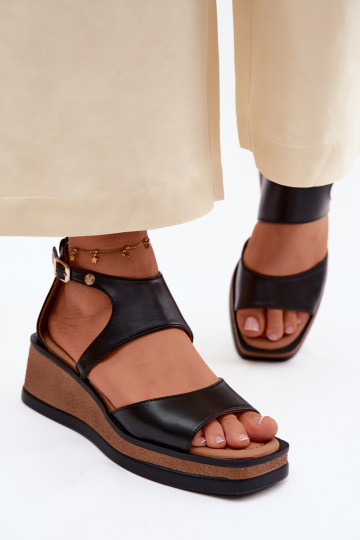 Pele Sandálias plataforma Tem que serciejka K7471-01 cor preta