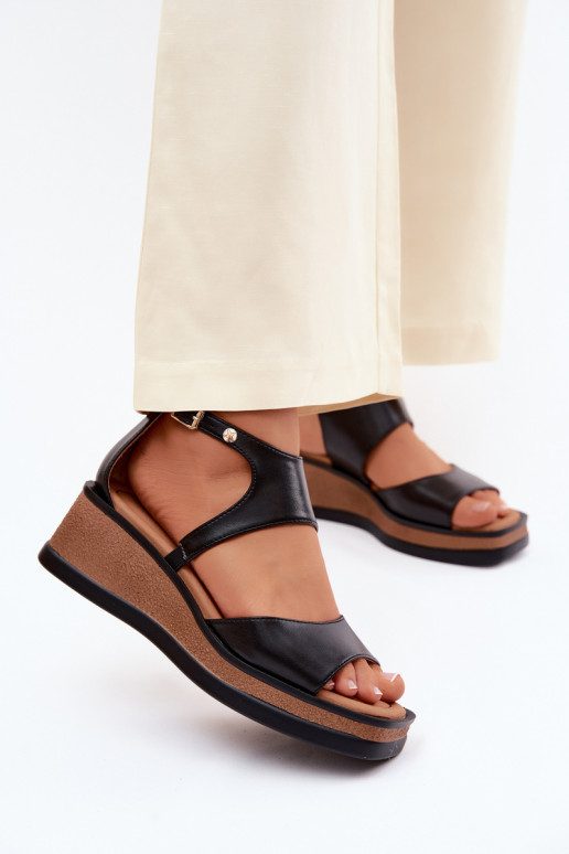 Pele Sandálias plataforma Tem que serciejka K7471-01 cor preta