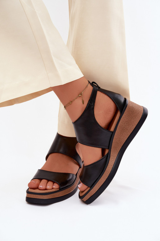 Pele Sandálias plataforma Tem que serciejka K7471-01 cor preta