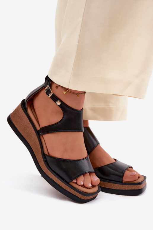 Pele Sandálias plataforma Tem que serciejka K7471-01 cor preta