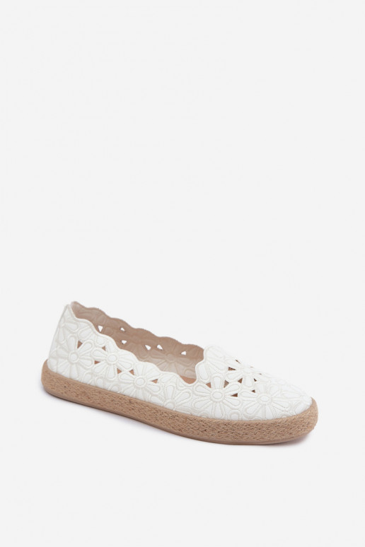 Espadrilhas com elementos recortados e flores na cor branca Merivelle