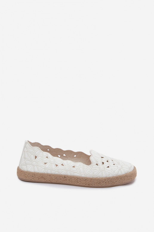 Espadrilhas com elementos recortados e flores na cor branca Merivelle