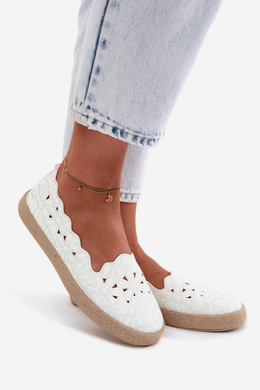 Espadrilhas com elementos recortados e flores na cor branca Merivelle
