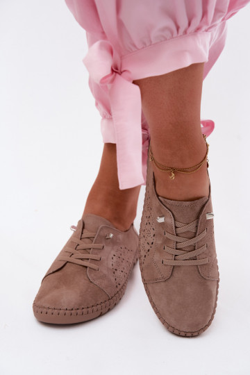 com elementos abertos sapatoHabilitadoturalnego de camurçau bege Flaria 2