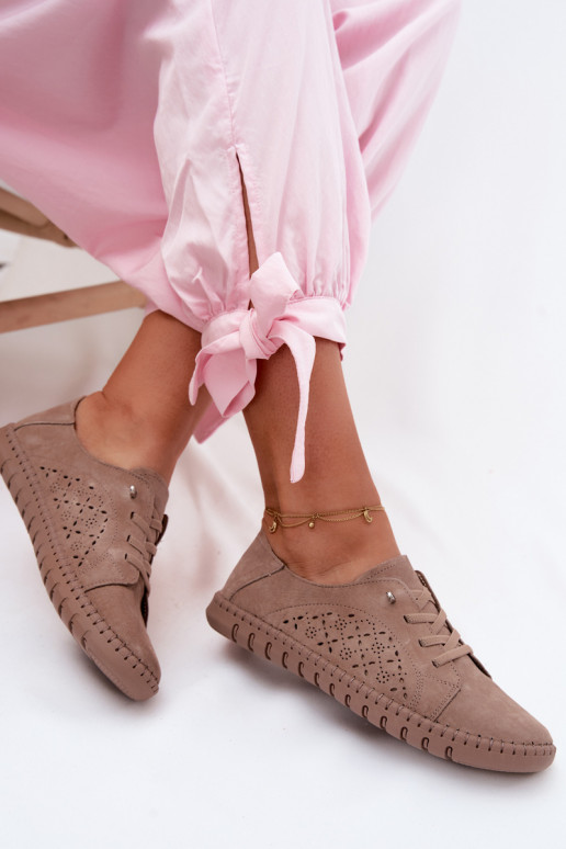 com elementos abertos sapatoHabilitadoturalnego de camurçau bege Flaria