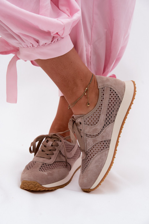 com elementos abertos À modalo de tênis Feminino de camurça bege Gelina