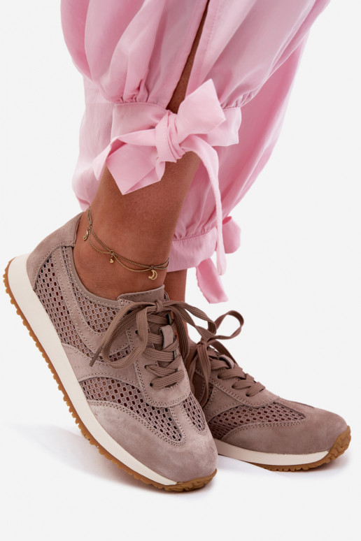 com elementos abertos À modalo de tênis Feminino de camurça bege Gelina