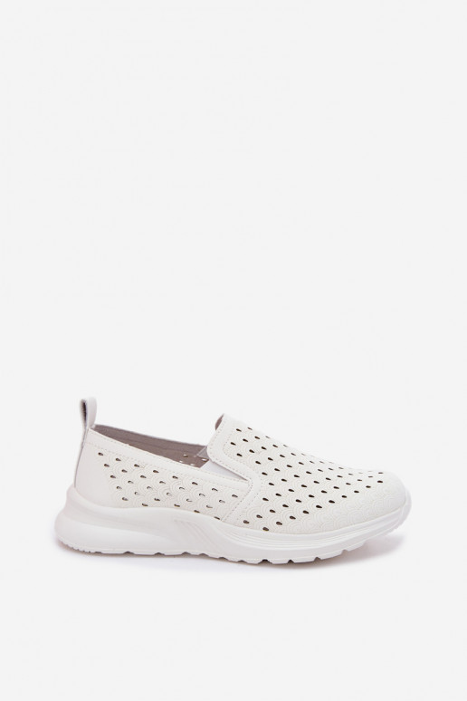Sapatos slip-on com elementos recortados em couro sintético na cor branca Geressa