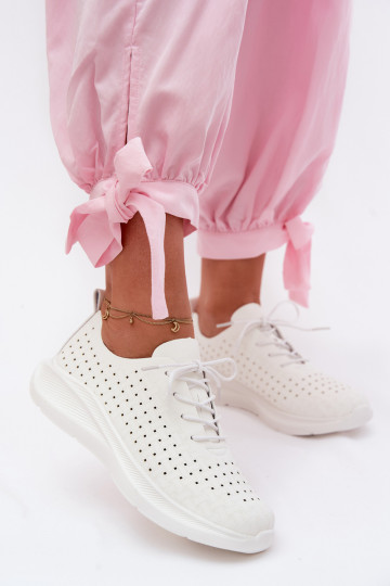 Sapatos a céu aberto Estilo esportivo À modalo de tênis Feminino cor branca Heressa