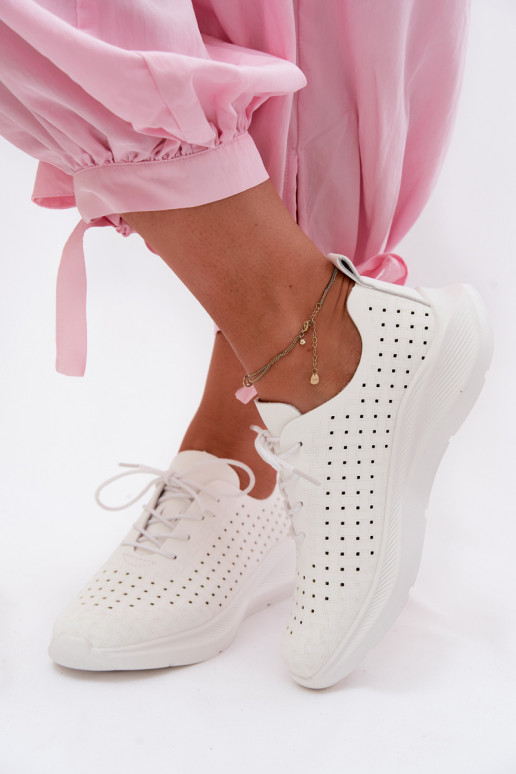 Sapatos a céu aberto Estilo esportivo À modalo de tênis Feminino cor branca Heressa