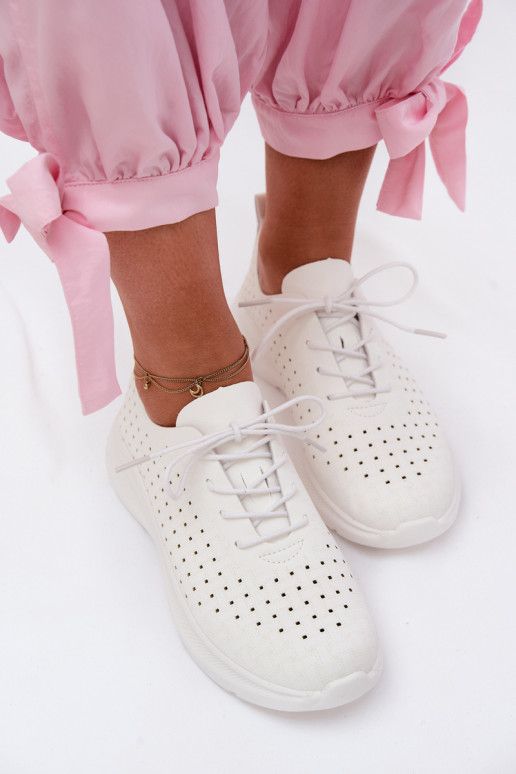 Sapatos a céu aberto Estilo esportivo À modalo de tênis Feminino cor branca Heressa