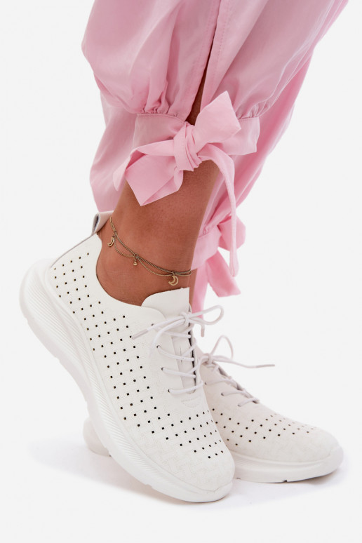 Sapatos a céu aberto Estilo esportivo À modalo de tênis Feminino cor branca Heressa