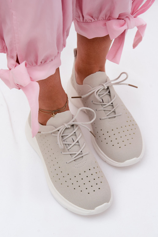 Sapatos a céu aberto Estilo esportivo À modalo de tênis Feminino cor cinza Heressa