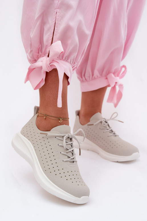 Sapatos a céu aberto Estilo esportivo À modalo de tênis Feminino cor cinza Heressa