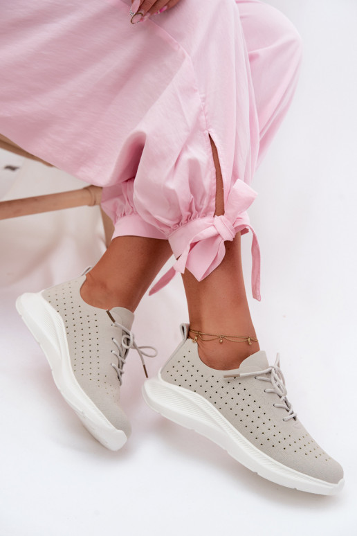 Sapatos a céu aberto Estilo esportivo À modalo de tênis Feminino cor cinza Heressa