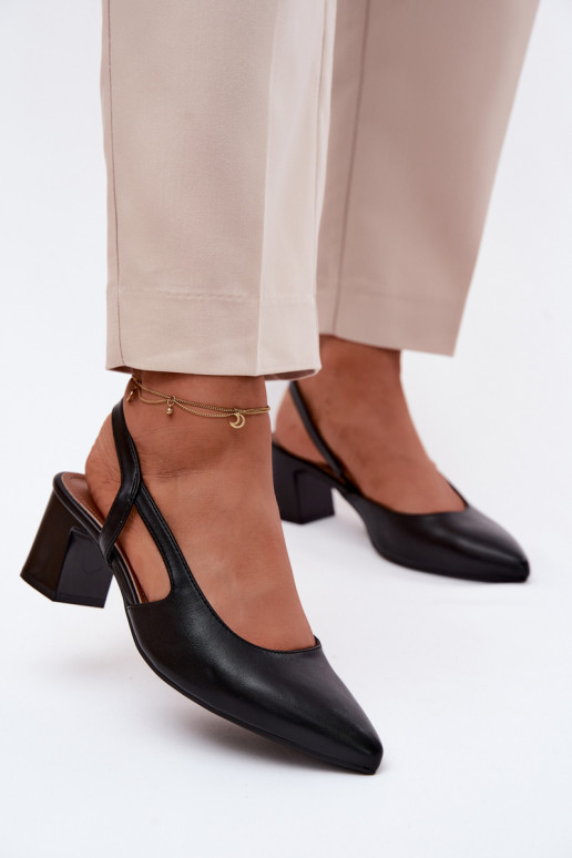 Sandálias femininas com salto Sergio Leone SK472 cor preta