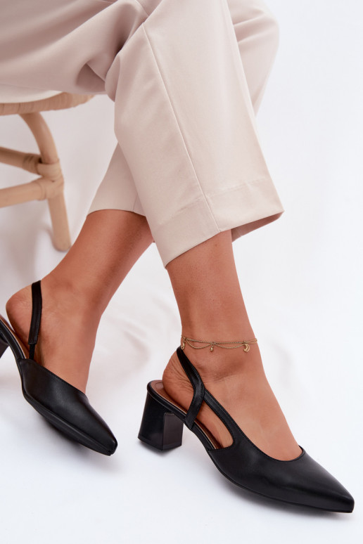 Sandálias femininas com salto Sergio Leone SK472 cor preta