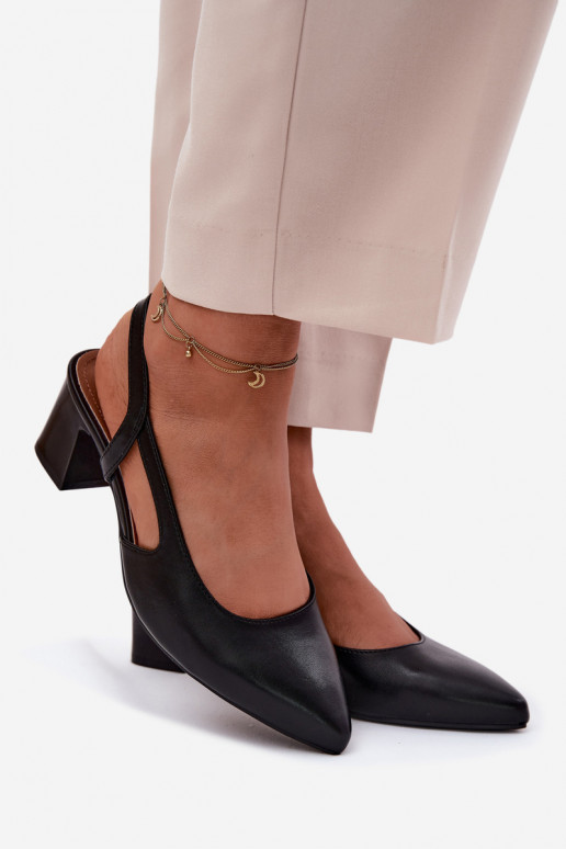 Sandálias femininas com salto Sergio Leone SK472 cor preta