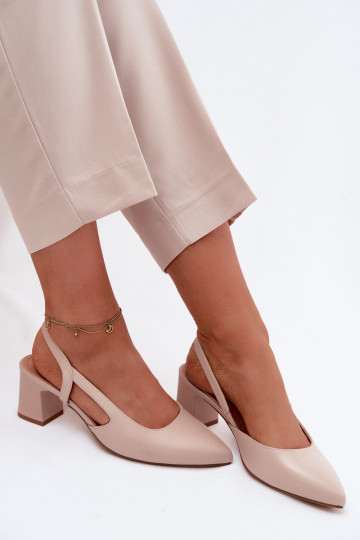 Sandálias femininas de salto Sergio Leone SK472 na cor rosa creme