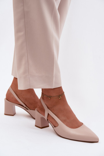Sandálias femininas de salto Sergio Leone SK472 na cor rosa creme 2