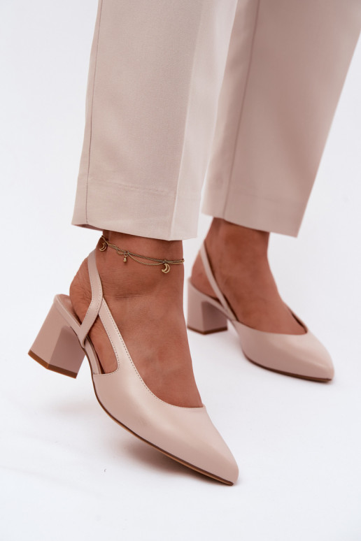 Sandálias femininas de salto Sergio Leone SK472 na cor rosa creme