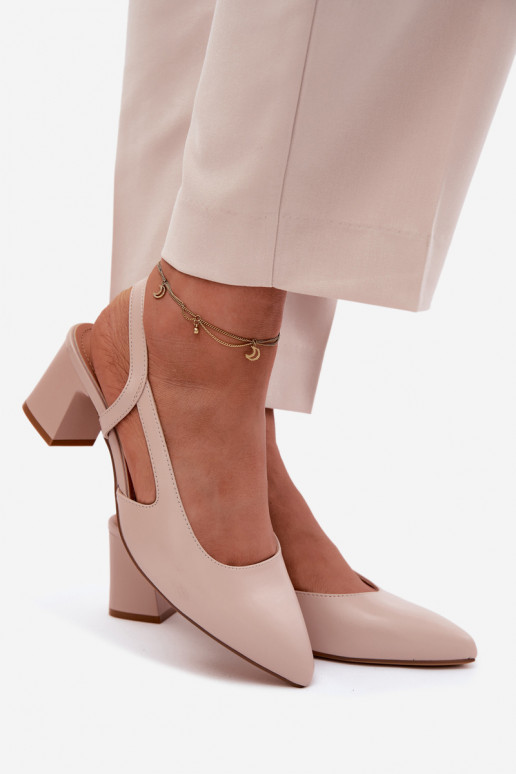 Sandálias femininas de salto Sergio Leone SK472 na cor rosa creme