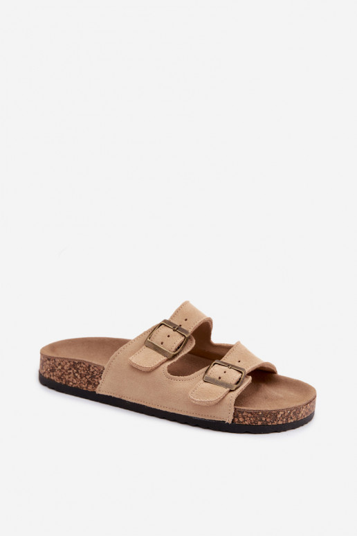chinelos de camurça Com sola de cortiça com fivelas bege Tavira