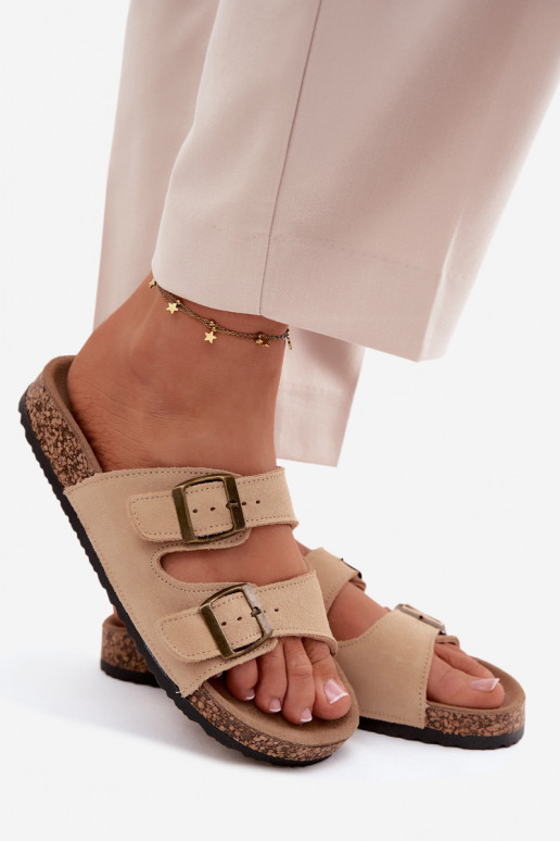 chinelos de camurça Com sola de cortiça com fivelas bege Tavira