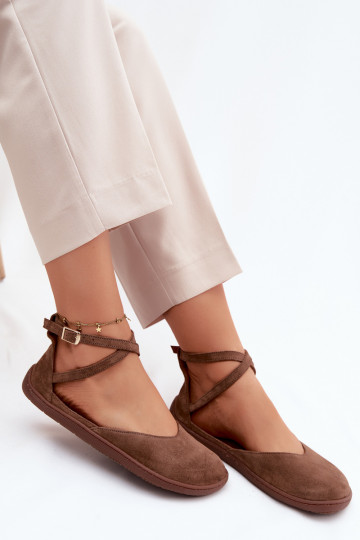 Sapatilhas de camurça Feminino Barefoot com listras Zazoo 320 cor marrom