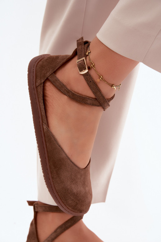 Sapatilhas de camurça Feminino Barefoot com listras Zazoo 320 cor marrom