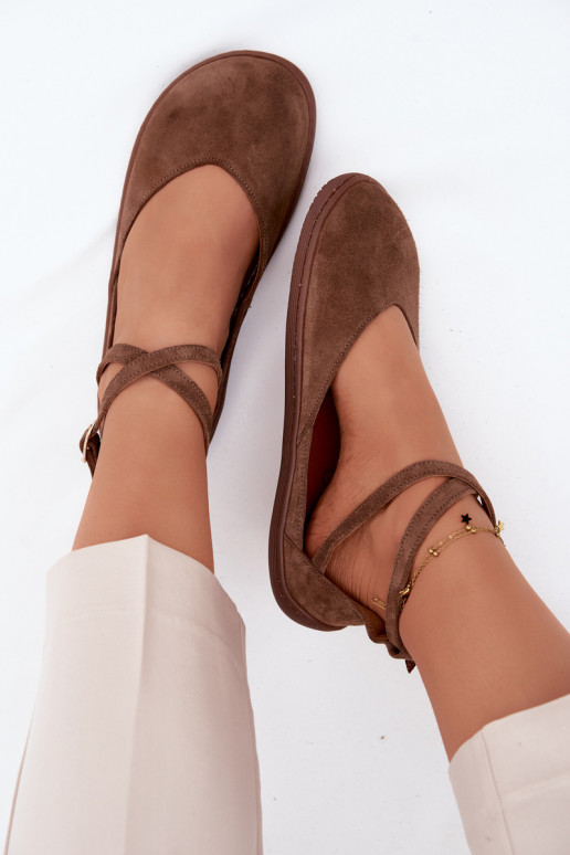 Sapatilhas de camurça Feminino Barefoot com listras Zazoo 320 cor marrom