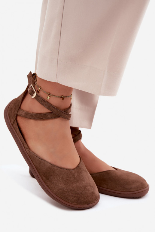 Sapatilhas de camurça Feminino Barefoot com listras Zazoo 320 cor marrom