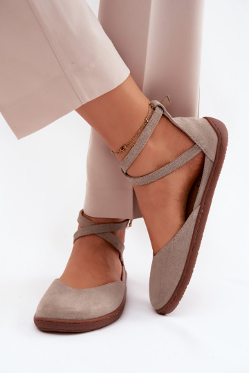 Sapatilhas de camurça Feminino Barefoot com listras Zazoo 320 cor capuccino