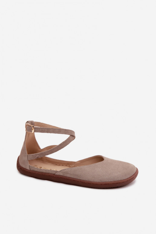 Sapatilhas de camurça Feminino Barefoot com listras Zazoo 320 cor capuccino