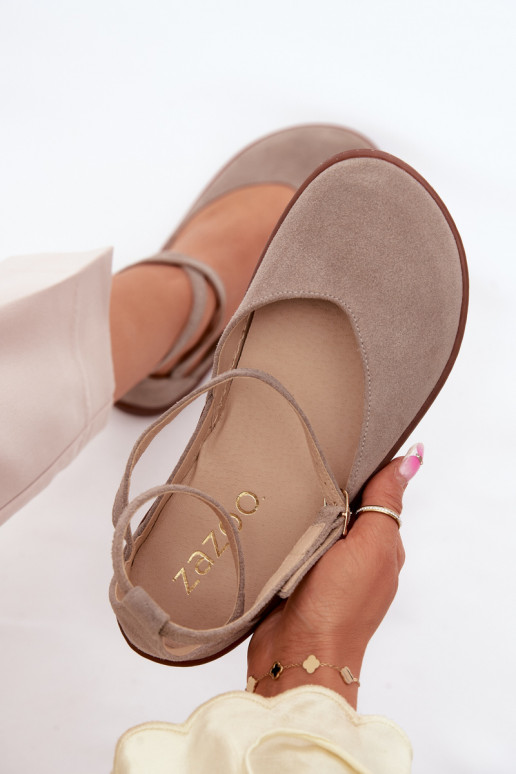 Sapatilhas de camurça Feminino Barefoot com listras Zazoo 320 cor capuccino