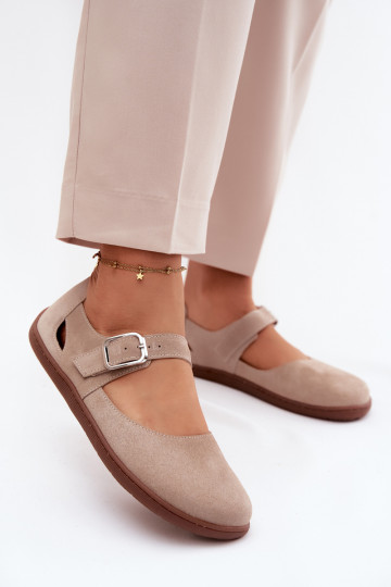 Pele Sapatilhas de camurça Barefoot com alças Zazoo N1319 bege 2