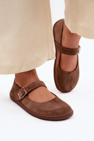 Bailarinas BarefootHabilitadoturalnego de camurçau Zazoo 316 cor marrom