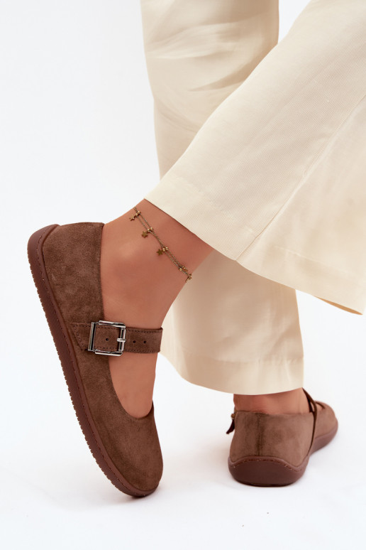 Bailarinas BarefootHabilitadoturalnego de camurçau Zazoo 316 cor marrom