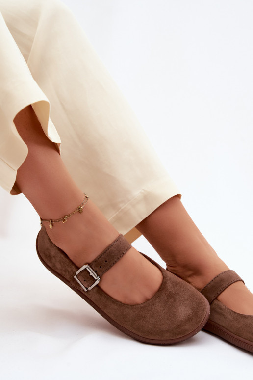 Bailarinas BarefootHabilitadoturalnego de camurçau Zazoo 316 cor marrom