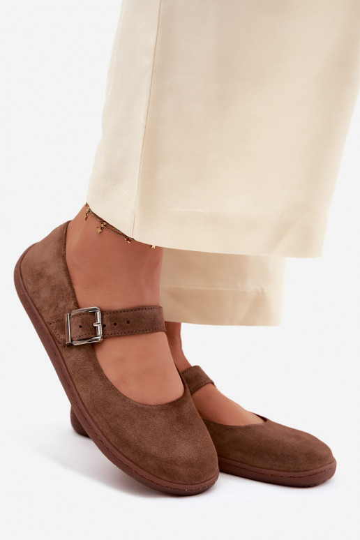 Bailarinas BarefootHabilitadoturalnego de camurçau Zazoo 316 cor marrom