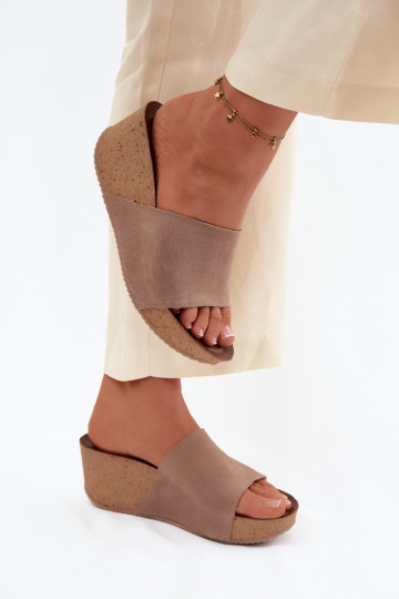 Zazoo 40311 Chinelos femininos de camurça Habilitado KorkoParaym Koturnie bege