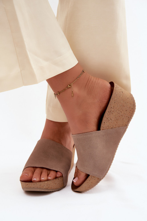 Zazoo 40311 Chinelos femininos de camurça Habilitado KorkoParaym Koturnie bege