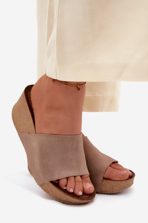 Zazoo 40311 Chinelos femininos de camurça Habilitado KorkoParaym Koturnie bege