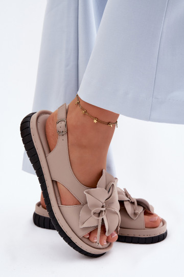 Sandálias femininas Feminino Com decorações com floresem Vinceza 66917 bege