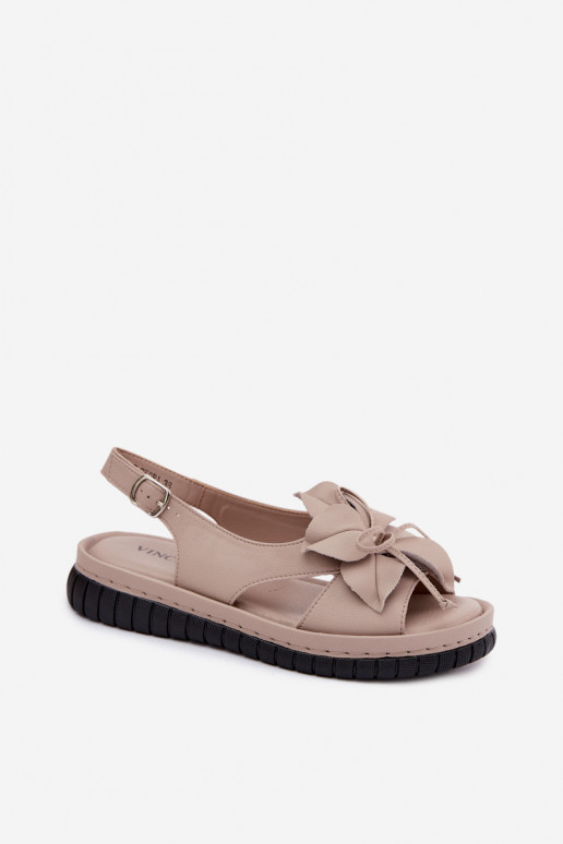 Sandálias femininas Feminino Com decorações com floresem Vinceza 66917 bege