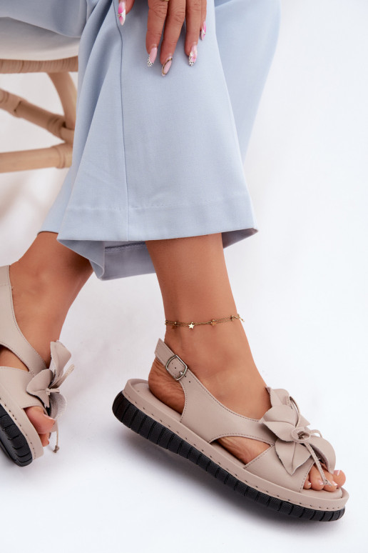 Sandálias femininas Feminino Com decorações com floresem Vinceza 66917 bege